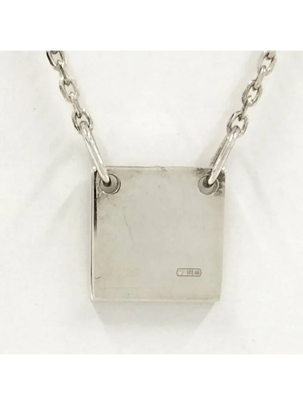 Gucci Square Plate Silver Necklace